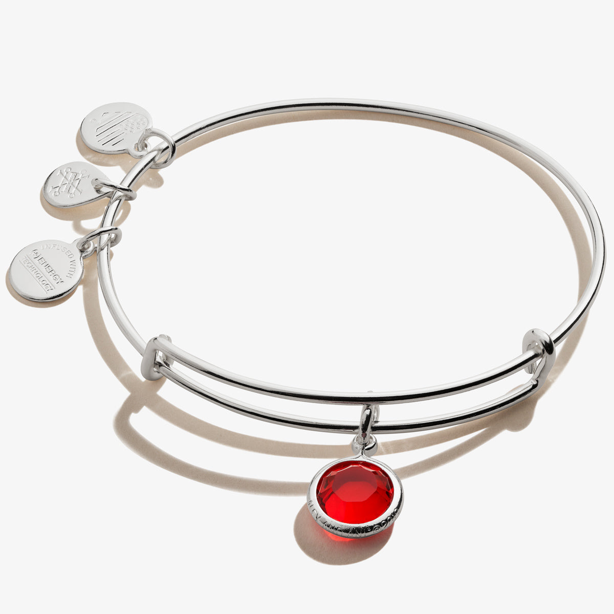 July Light Siam Birthstone Charm Bangle
