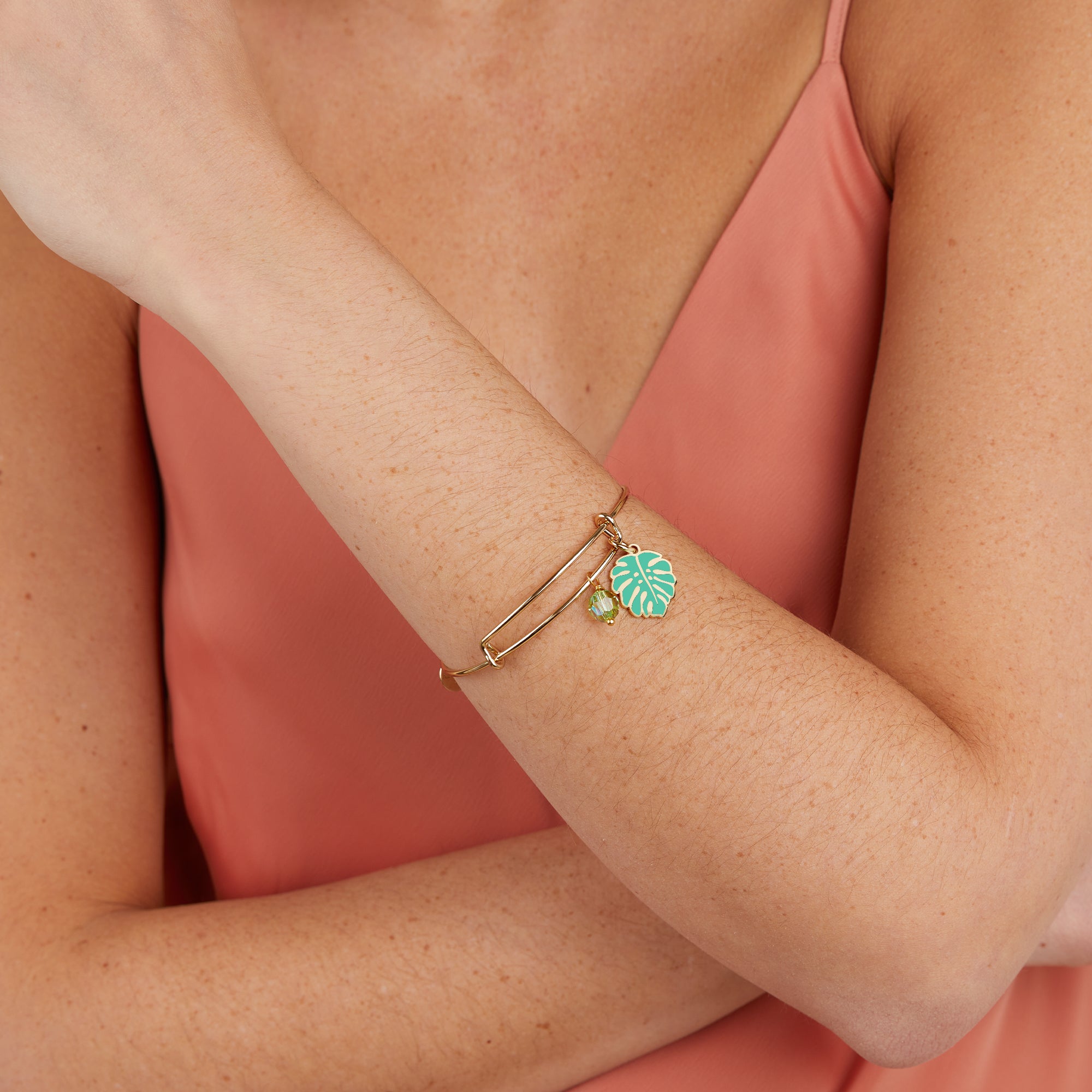 Tropical Leaf Duo Charm Bangle