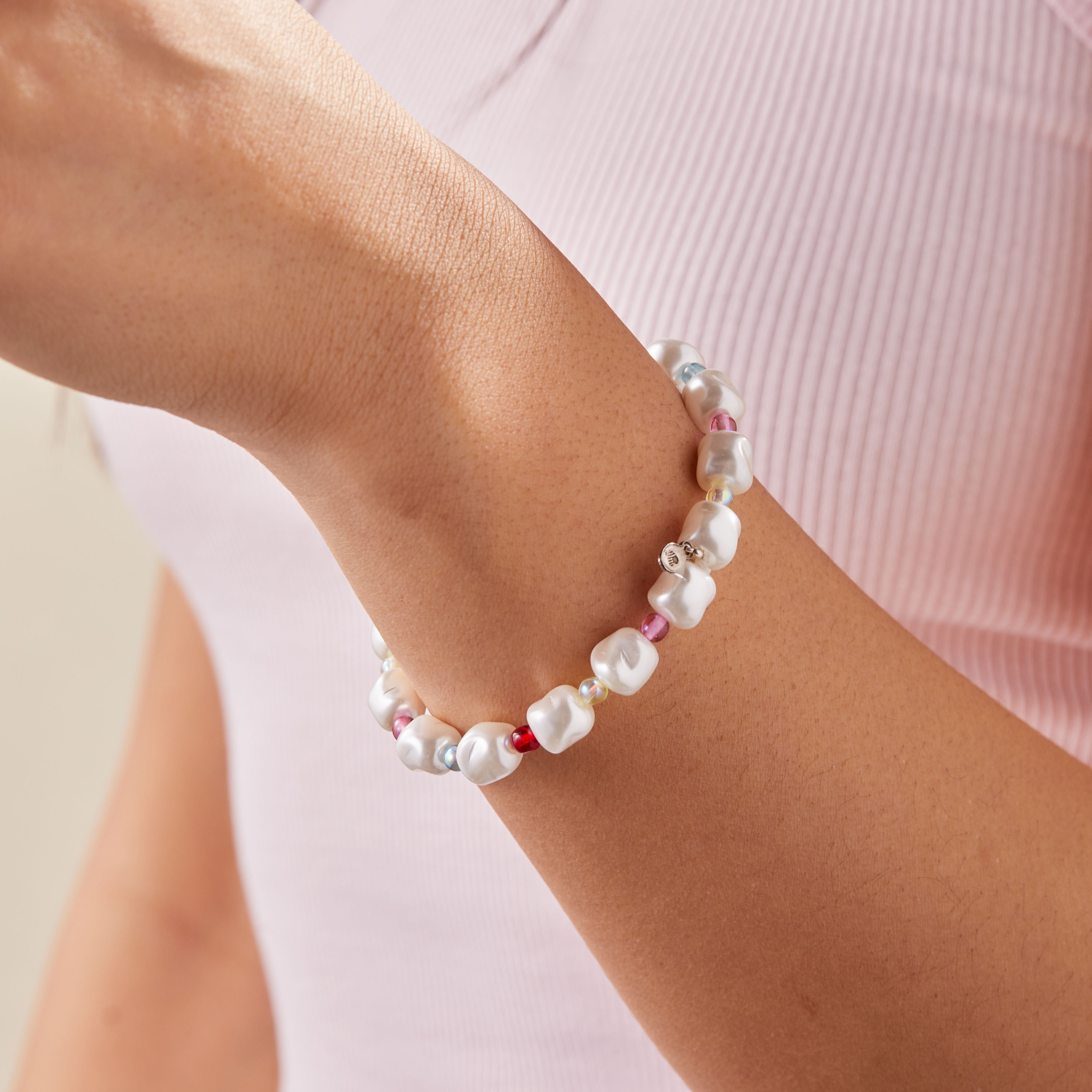 Pearl Color Pop Beaded Stretch Bracelet